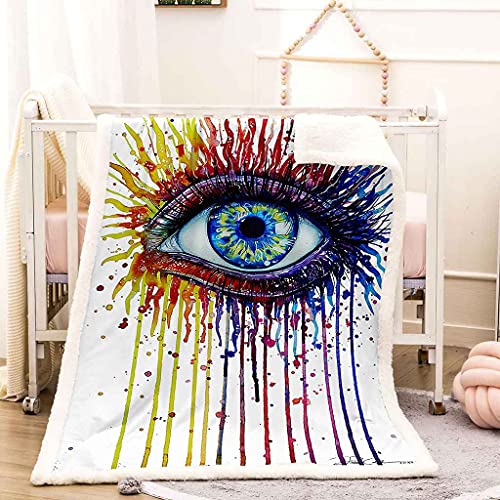 Couverture flanelle imprimé yeux peints couverture sofa 3d microfibre douce