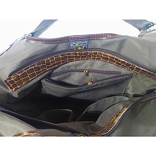 Bolso hobo para mujer de lona y cuero con diseño floral, bolso bandolera multicolor de parches, bolso tote miniatura 5