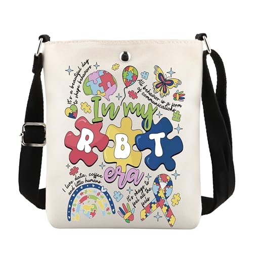 POFULL Registered Behavior Technician Gift Behavior Therapist Gift ABA Therapist Gift In My RBT Era Crossbody Bag