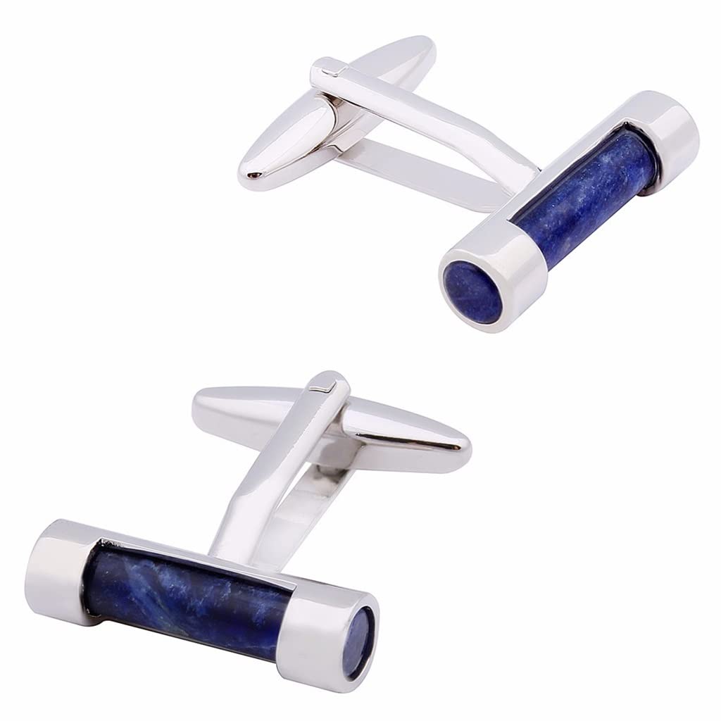 Gemelli in pietra per camicia francese da uomo Gemelli cilindrici semplici con gioielli di moda in pietra naturale per matrimonio (D 21 * 6mm)