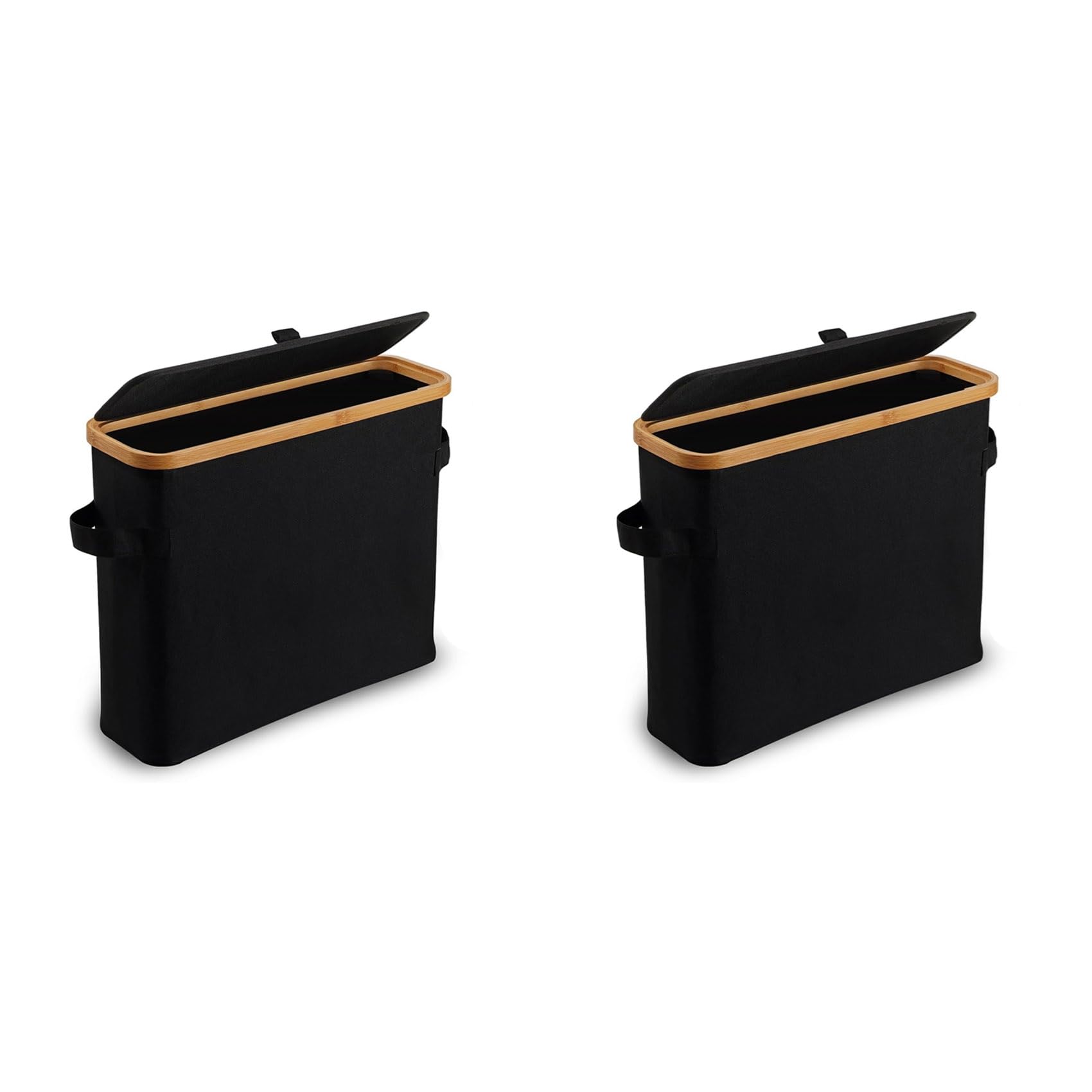 Hndhbfgrt 2X Bamboo Toilet Paper Storage Toilet Paper Stand with Bamboo Lid for Restroom Closet Bathroom Black