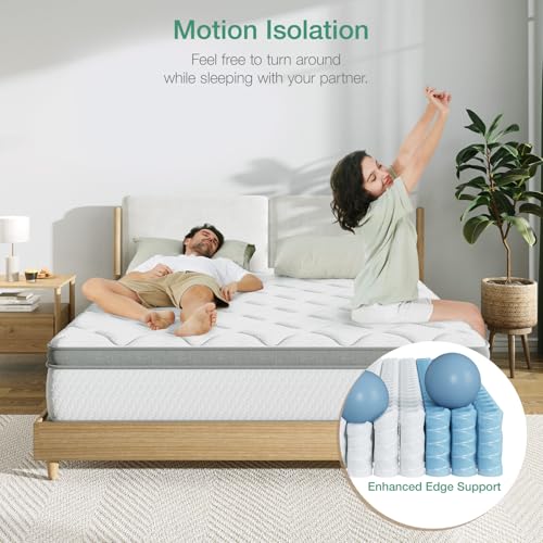 Image of Novilla Queen Size Mattress 10 Inch, Queen Mattress in a Box HybridPocket Innerspring with Foam Layer for Motion Isolation & Pressure Relief, Soft Feel but Supportive, CertiPUR-US