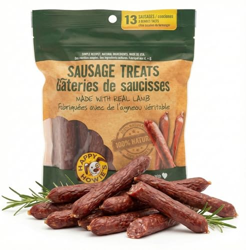 Happy Howies Sausage Treats - Healthy Dog Treats Flavorful Slow Cooked Lamb Natural Ingredients Chewy Dog Treats Hormone Free - Lamb (Pack of 1)