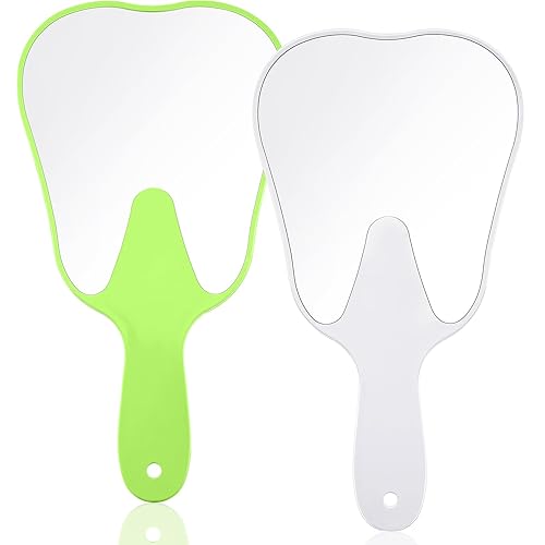 Miniatura 8 de Jetec 2 piezas de espejo de mano en forma de dientes, bonito espejo de maquillaje, espejos dentales de plástico con asa, espejo cosmético de mano
