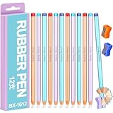12 Stück Radiergummi Stift Grip, Eraser Pencil Präzise und saubere Radierung, Precision Radierstift mit Spitzer für Kinder und Schule, Profis und Hobbykünstler, inklusive Spitzer * 3