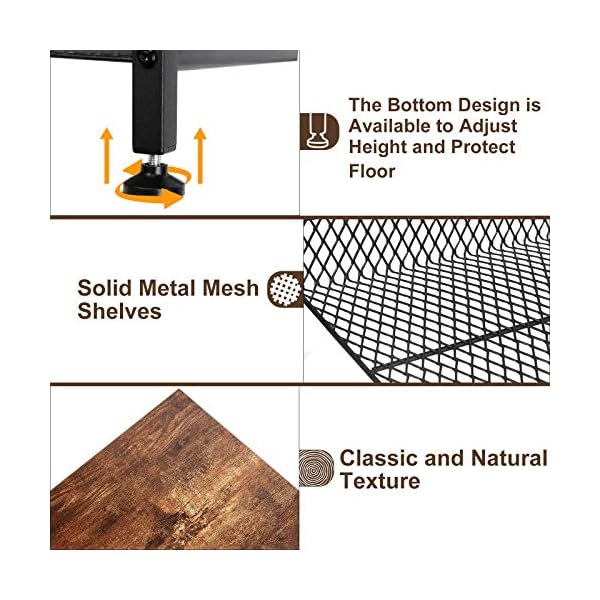 TomCare 2 Pack End Table Nightstands 3 Tier Side Tables Set Night Stands with Metal Mesh Storage Shelves Industrial Night Tables with Metal Frame Solid Wood Small Tables for Living Room Bedroom - Image 3
