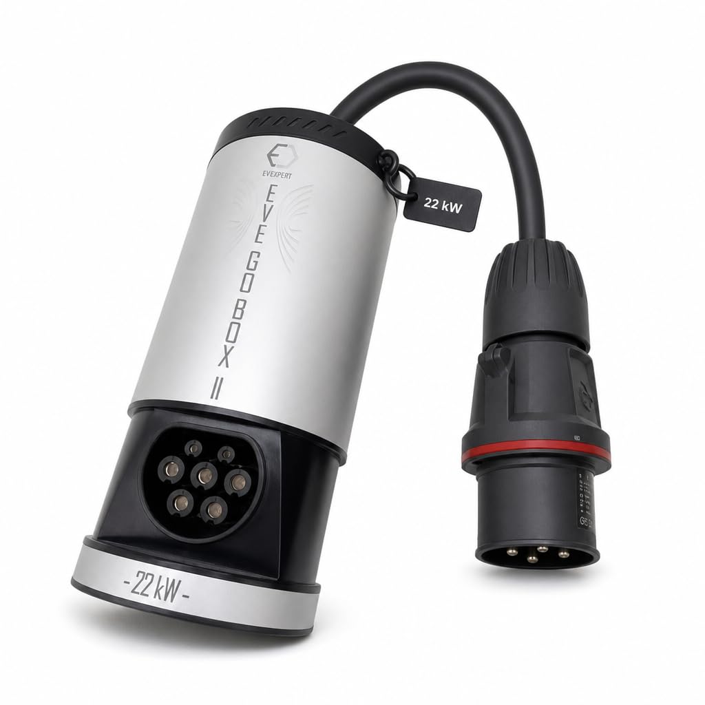 EV Expert Mobile tragbare Wallbox/Ladestationen Adapter EVE GO Box II Typ 2 - CEE 32A - 22kW (Aluminiumgehäuse)