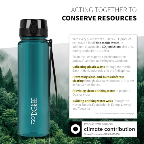 Image of 720DGREE Water Bottle 1l inchuberBottle inch +Fruit-Sieve, crystalClear - Water Bottle BPA-Free, Leak-proof, Reusable - Light Drinking Bottle, Sports Bottle for Sports, Fitness, Gym, Camping, Hiking,