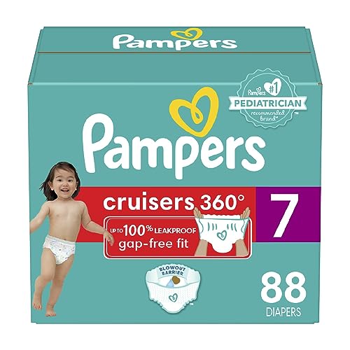 Image of Pampers Diapers - Cruisers 360 - Size 7, 88 Count, Babyproof up to 100% Leakproof Pull-On Diaper
