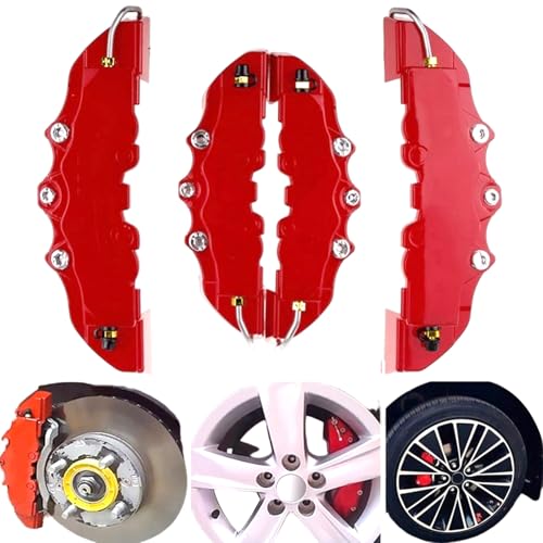2 Paires Couvre-étriers de Frein Rouge Avant et arrière, coquilles d'étrier protectrices résistantes à la Chaleur pour la Modification et décoration du...