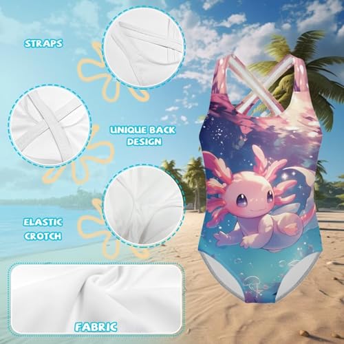 Image of WELLFLYHOM Girls Bathing Suits Size 5-14 One Piece Cross Back Swimsuit Sleeveless Full Coverage Swimwear for Beach Swimming