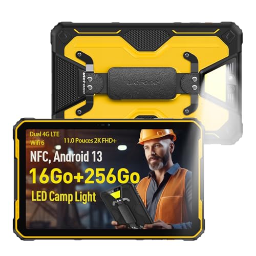 Ulefone Armor Pad 2 Outdoor Tablet – Tablet impermeable de 11 pulgadas, batería de 18600 mAh, cámara de 48 MP+16 MP, 16 GB de RAM + 256 GB de ROM/2 TB, robustas, Dual SIM 4G, 750 lúmenes, Camping