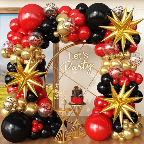 FYUVH Red Gold Black Balloons Arch Kit
