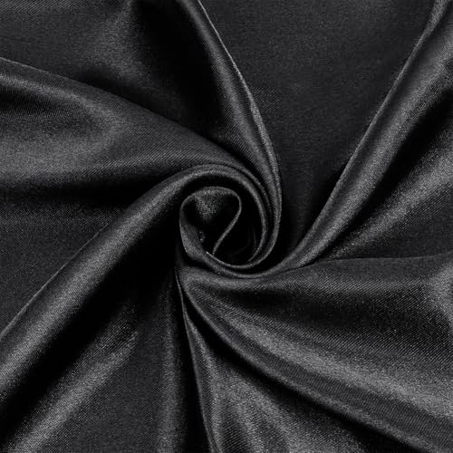NBEADS 6 Yards/5.48m Charmeuse Satin Fabric, 150cm Shiny Cloth Silky Fabric for Wedding Bridal Decoration Fashion Apparel Crafts, Black