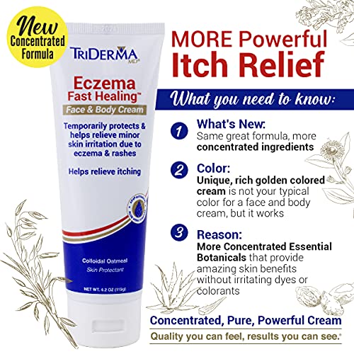 Image of TriDerma Fast Healing Eczema Cream for Adults, FSA Eligible, Colloidal Oats, AP4 Aloe Vera Gel, Vitamins, Eczema Relief Cream for Face & Body Itchy Skin & Rashes, No Cortisone or Fragrance - 4.2oz