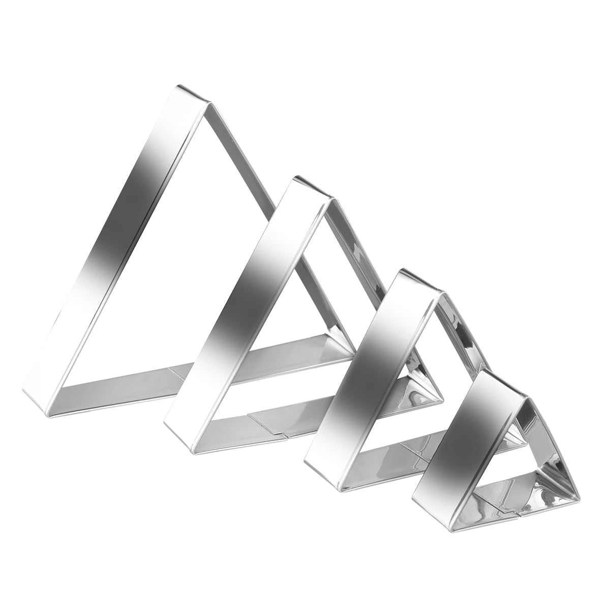 Equilateral Triangle Cookie Cutter Set Large Stainless Steel Geometric Frame Plaque Cookie Cutters Shapes Molds - 1 Inch Depth (4 Sizes)