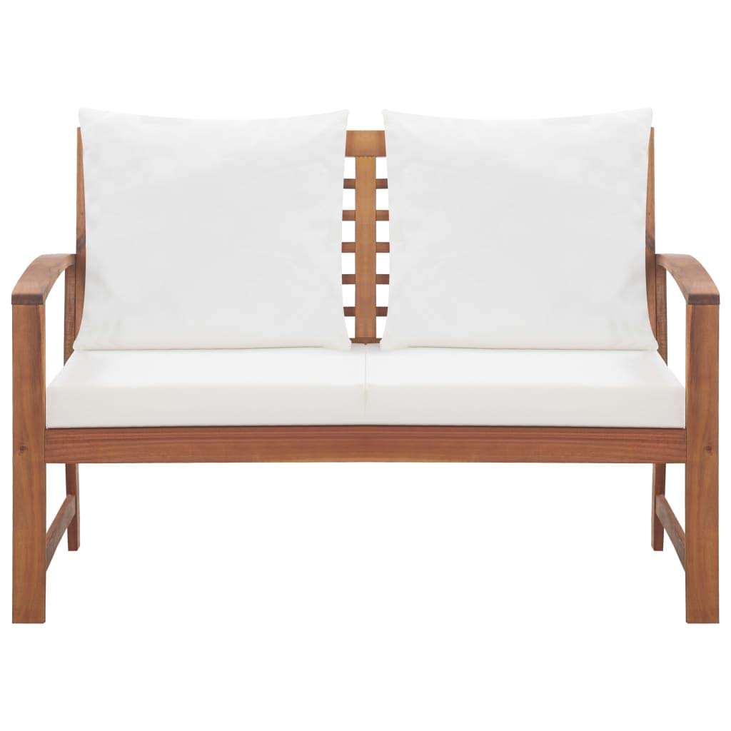vidaXL Muebles de Jardín 4 Piezas con Cojines Mobiliario Muebles Terraza Decoración Casa Hogar Bricolaje Balcón Sillas Mesas Madera Acacia Maciza