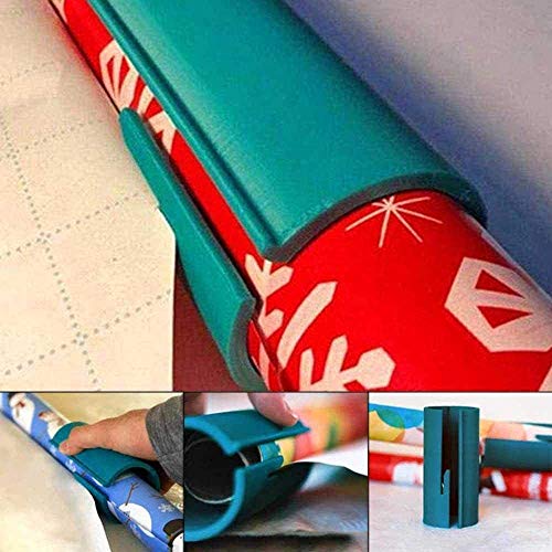 Christmas Wrapping Paper Cutter Tool Tube, Kraft Craft Paper Roll Sliding Line Cut Trimmer for Xmas Gift,Storage Holder & Dispenser W/Embedded Blade,Round Lip to Safer & Easier Cut(3Pack)