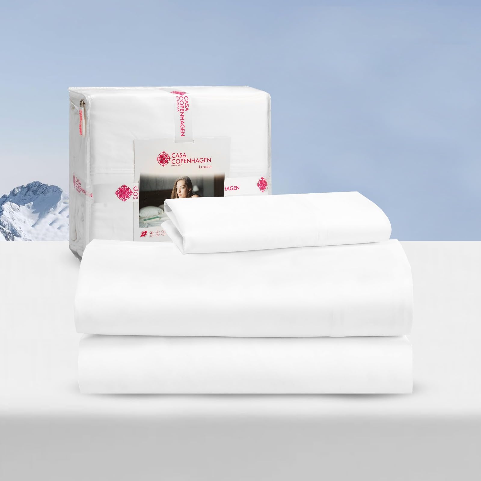 CASA COPENHAGEN Luxuria 3Pcs Twin Sheet Set- Designed in Denmark 100 AirCool Cotton Bed Sheets Includes 1 Flat