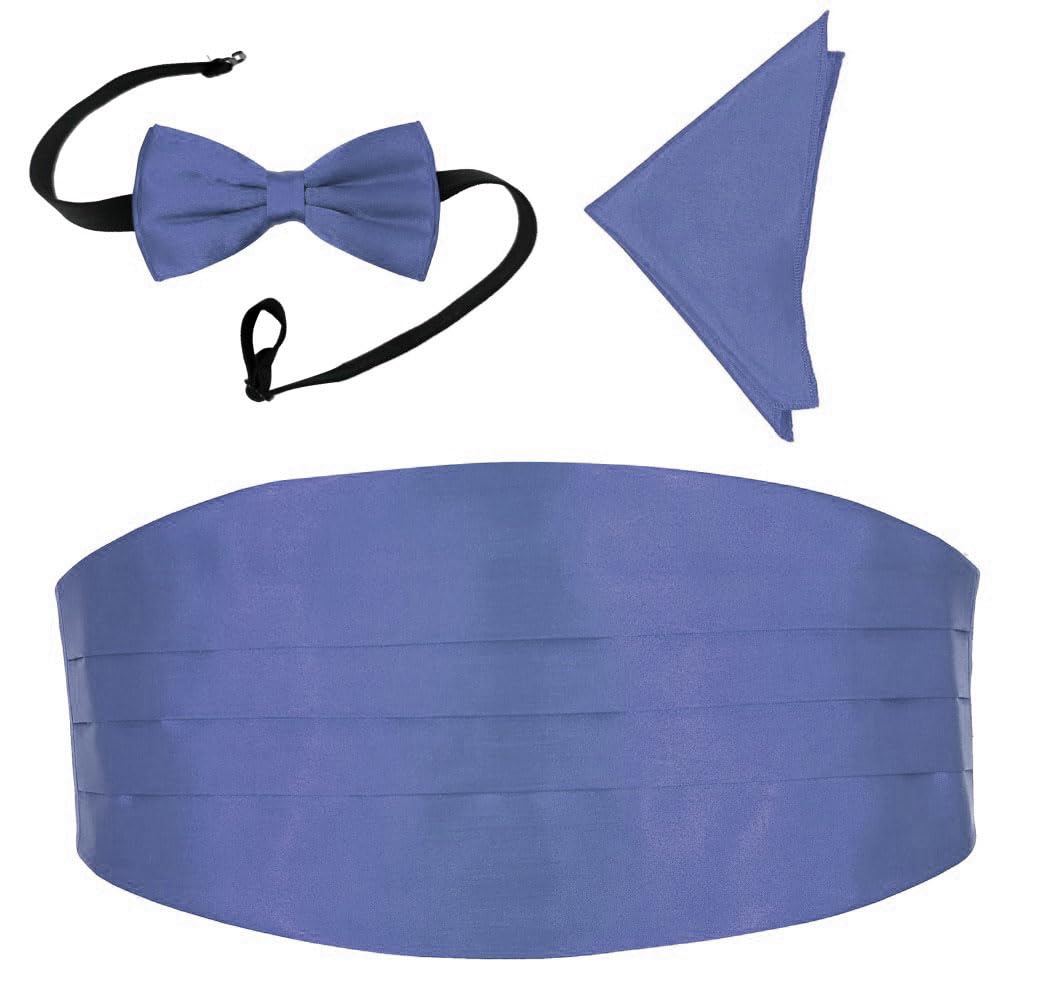 GOOD 1 STOREMen's Formal tuxedo cummerbund belt with Satin bow tie set and matching pocket square for Men and women