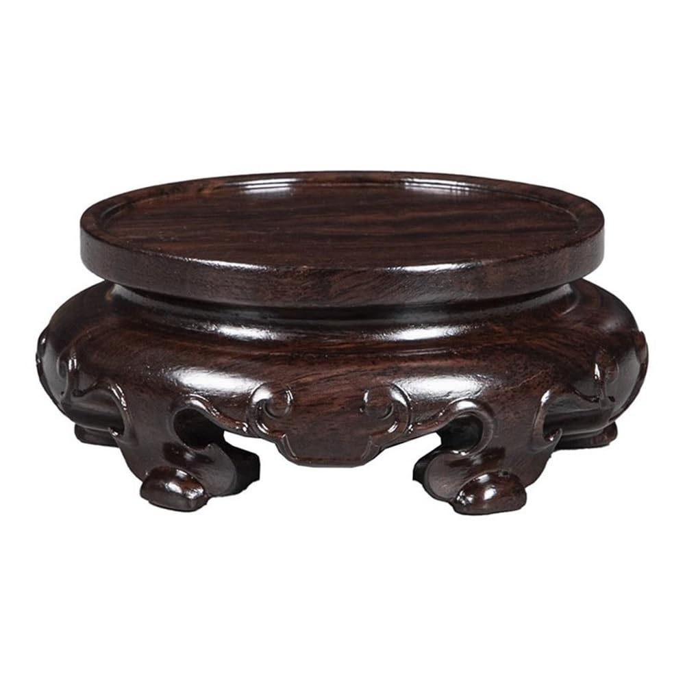 S5b8w3g7 One Color Pedestal Ebony Round Vase Flower Pot Ornaments Base Decor(Large)