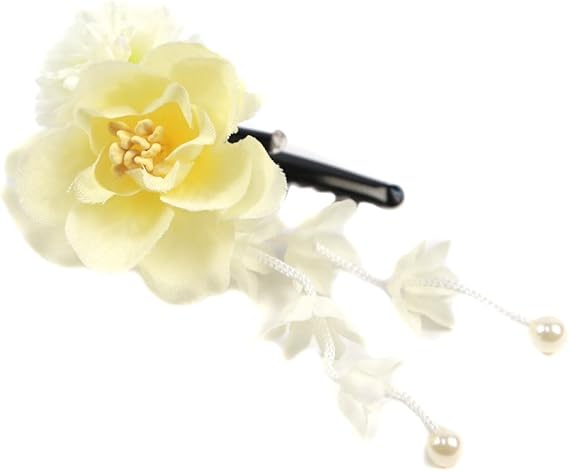 Amazon ホワイト 浴衣 髪飾り クリップ 下がり花タイプ花髪飾り 花 ヘアアクセサリー 和装小物 通販