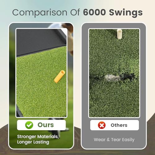 NABIYE Golf Practice Mat with Ball Tray, Indoor Outdoor Golf Hitting Mat for Swing & Chipping, Compact Golf Tee Mat for Home Garden Training, Durable Turf Golf Driver Mat - Image 5