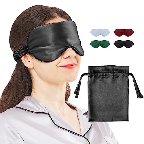 Silk-Eye-Sleeping-Mask-Travel-Mask-Eye-Covers-for-Sleeping-Organic-sleep-mask-Real-Adjustable-Band-and-Luxury-Travel-Bag-Black