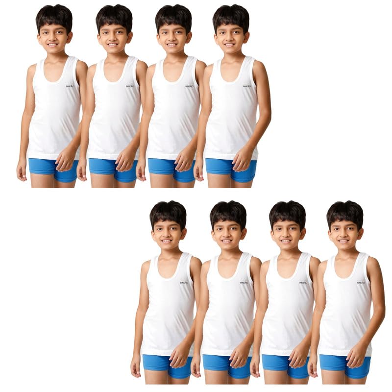 Image of INNERO Kids Vest, Combed Cotton Sleeveless Vest For Boys & Girls Innerwear (White)