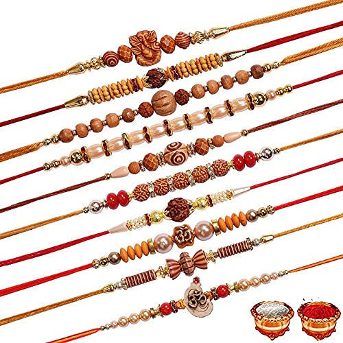 The Party CoThe Party Co Combo of 10 Dora Rakhi Set And 1 Chocolate for Brother, Bhaiya, Bhabhi with Roli Chawal & Greeting Card | Premium Rakhi Chocolate Hamper