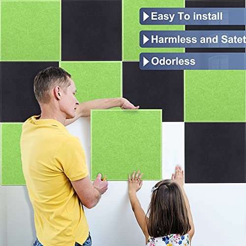 Upgraded 12 Pack Acoustic Panels Sound Proof Foam Panels Sound Proof Padding, 12"X12"X 0.4" High Density Bevled Edge Sound Panel, Idea for Acoustic Treatment & Wall Decoration (Green)