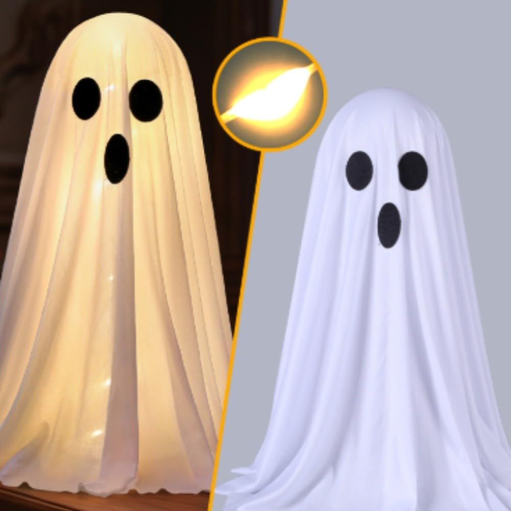 Halloween LED duch do dekoracji na zewnątrz, 8 trybów, biały