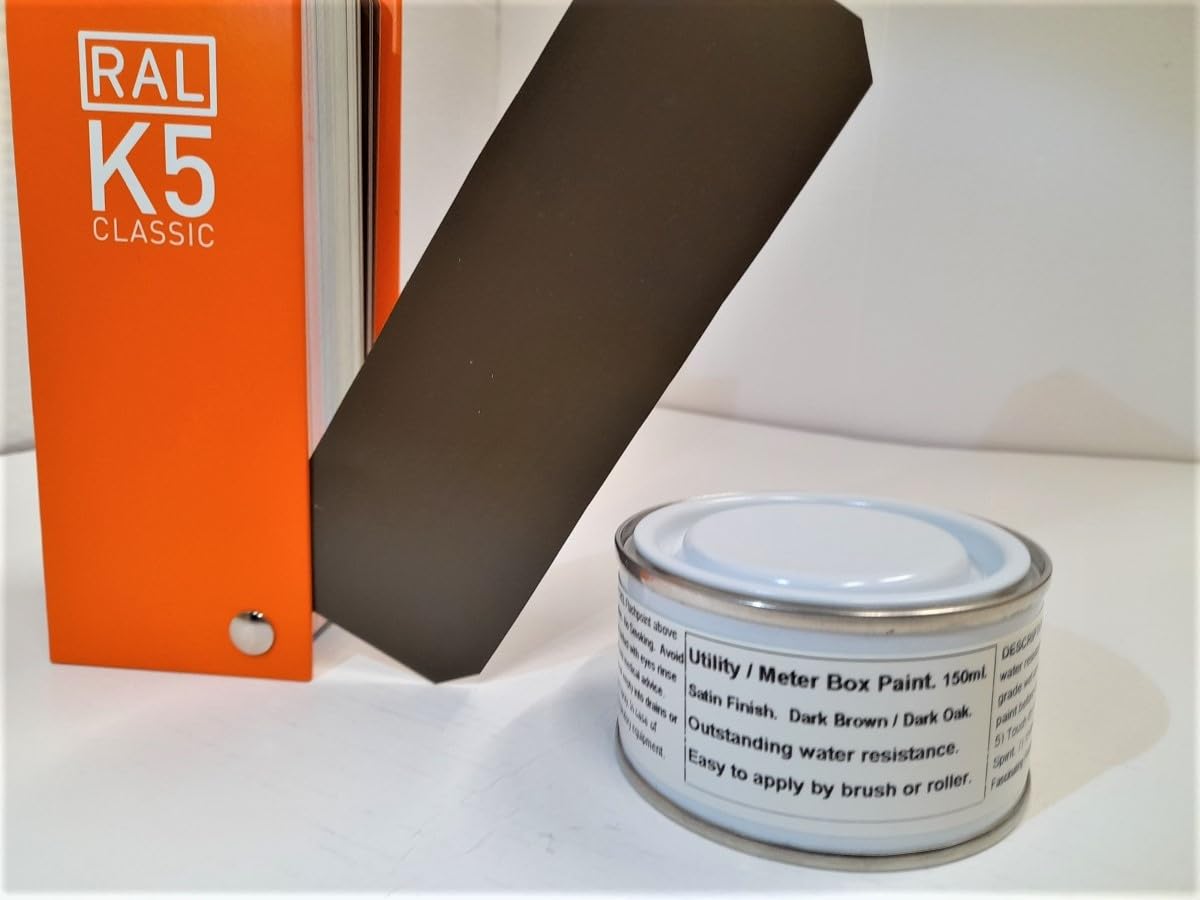 1 x 150ml Utility & Meter Box Paint - Dark Brown (Dark Oak) Satin Finish. Brush Or Roller Applied