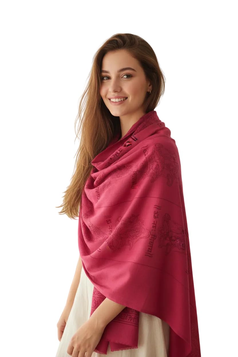 Fuchsia Pink Om Sun Mandala Print Rayon Sarong | Hand Screen Print | 200×103 cm-image-12