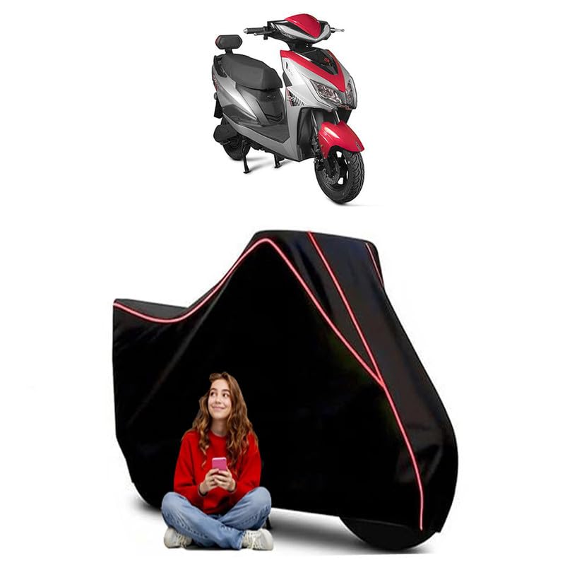 Image of Yo Drift DX Scooty Bike Cover Water Resistant Outdoor Use Universal Fit Scooters Motorcycles Heavy Duty UV Protection Dust Rain Scratch Resistant Elastic Bottom Black Blue Piping