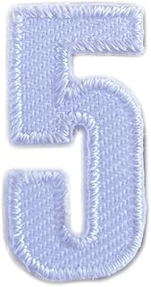 ワッペン 白 小さい数字 0 1 2 3 4 5 6 7 8 9 アップリケ 刺繍 アイロン 手芸 おなまえ 名前 入園グッズ 入園準備 保育園 幼稚園 (小さい数字 白【5】)