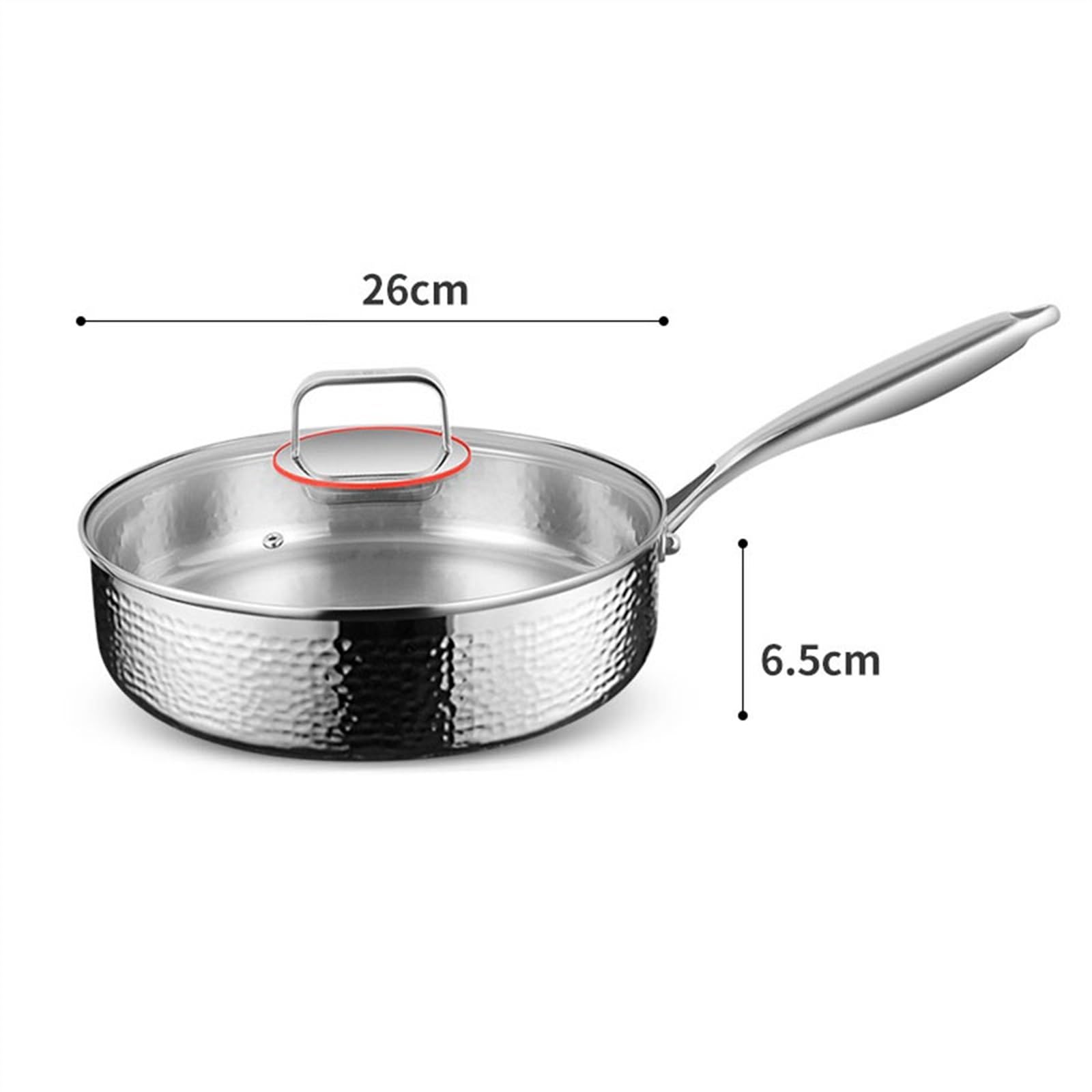 Patelnie Niepowlekana patelnia non-stick gospodarstwa domowego 316 stal nierdzewna głęboka do steków naleśników kuchenka gazowa indukcyjna dostępna Patelnie do omletów(26cm)