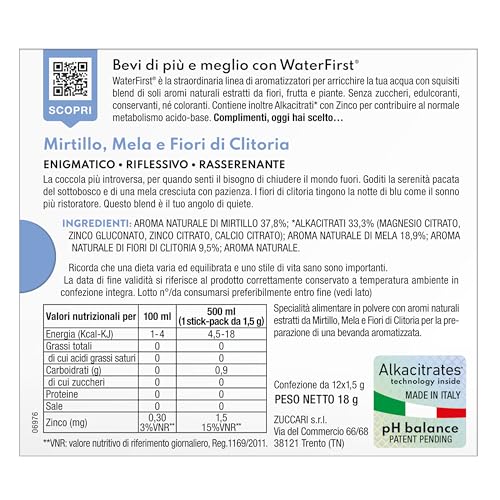 WaterFirst® Mirtillo, Mela, Fiori di Clitoria ZUCCARI 12 Stick - 4