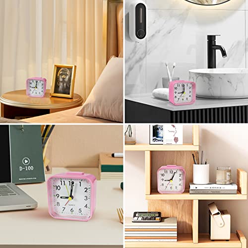 Image of Lamisola Small Pink Kids Desk Alarm Clock, Analog Travel Battery Operated Clock,Quieter Bedside Clocks for Girls' Bedrooms Bathroom Living Room Kitchen Shelf Clocks