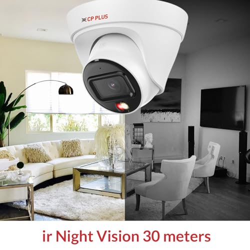 Image of CP PLUS 2MP Full HD IP Indoor Dome Camera | STQC Model | CP-UNC-DA21L3C-LQ | Built-in Audio Mic | Color Night Vision | IR Night Vision | 3.6mm Fixed Lens | PoE | Compatible with NVR, White