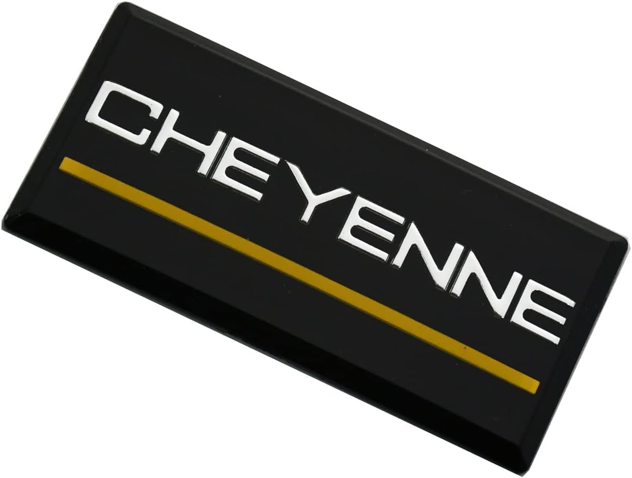 2pcs Cheyenne Cab Emblems Replacement for 88-94 Chevrolet Side Roof Pillar 3D Badge Nameplate (Chrome Yellow)