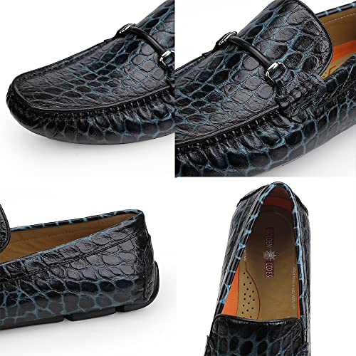 Men's Leather Driving Moccasins Alligator Printed Slip-on Penny Loafers Shoes2
