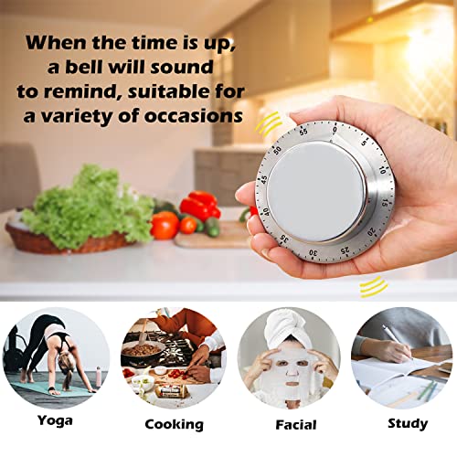 Hendiy Kitchen Timer, Mechanical Stainless Steel Timer Magnetic Kitchen Timer With Loud Alarm Timers For Cooking, Magnetic 60 Minute Wind Up Mechanical Timer No Batteries Required #TOP2