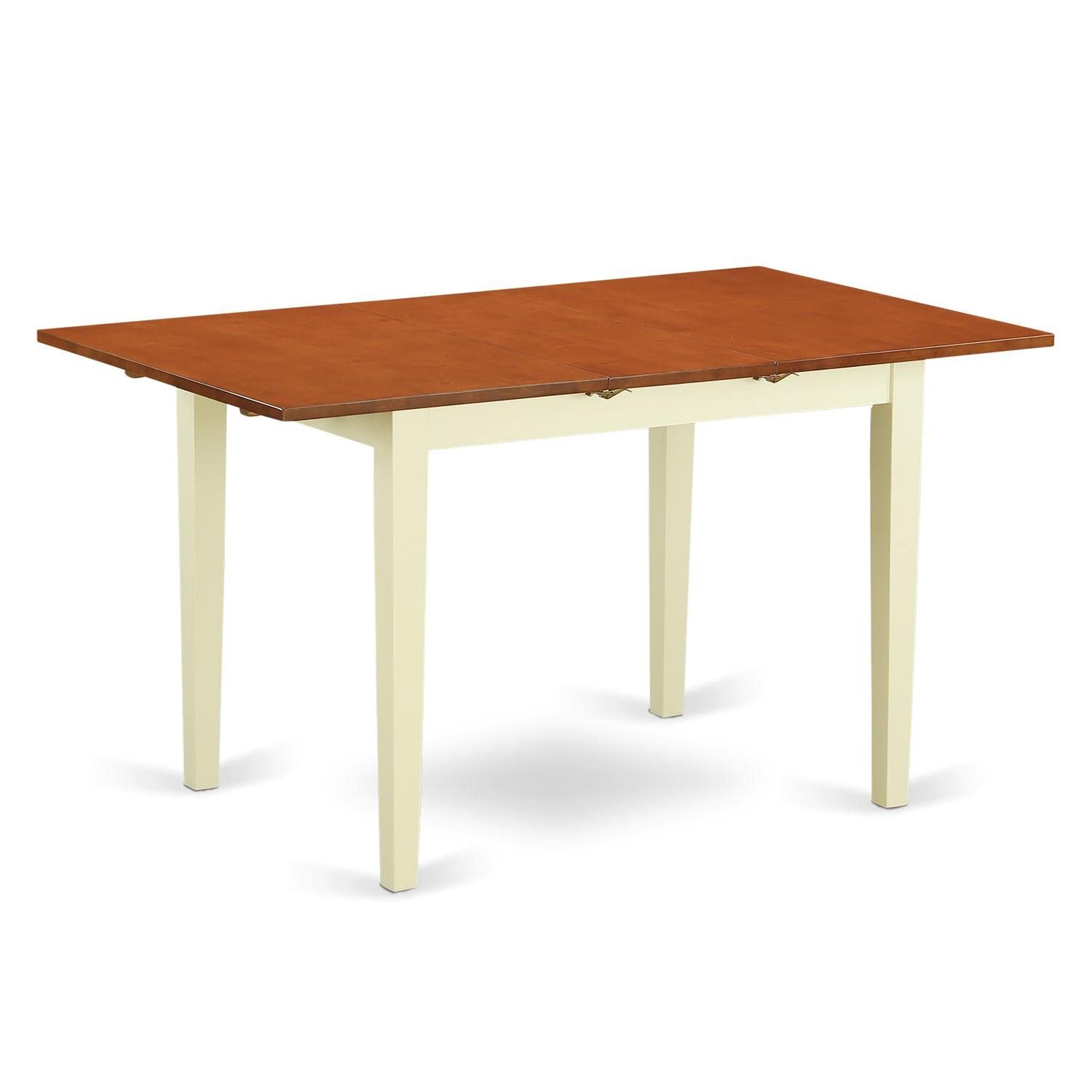Amazon.com - East West Furniture NFT-WHI-T Butterfly Leaf Norfolk Table -  Cherry Table Top Surface and Buttermilk Finish Stylish 4 Legs Solid Wood  Structure Dining Room Table - Table & Chair Sets