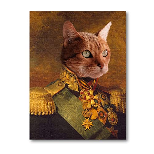 Tableau de ton animal personnalisé pour salon déco portrait officier 40x30