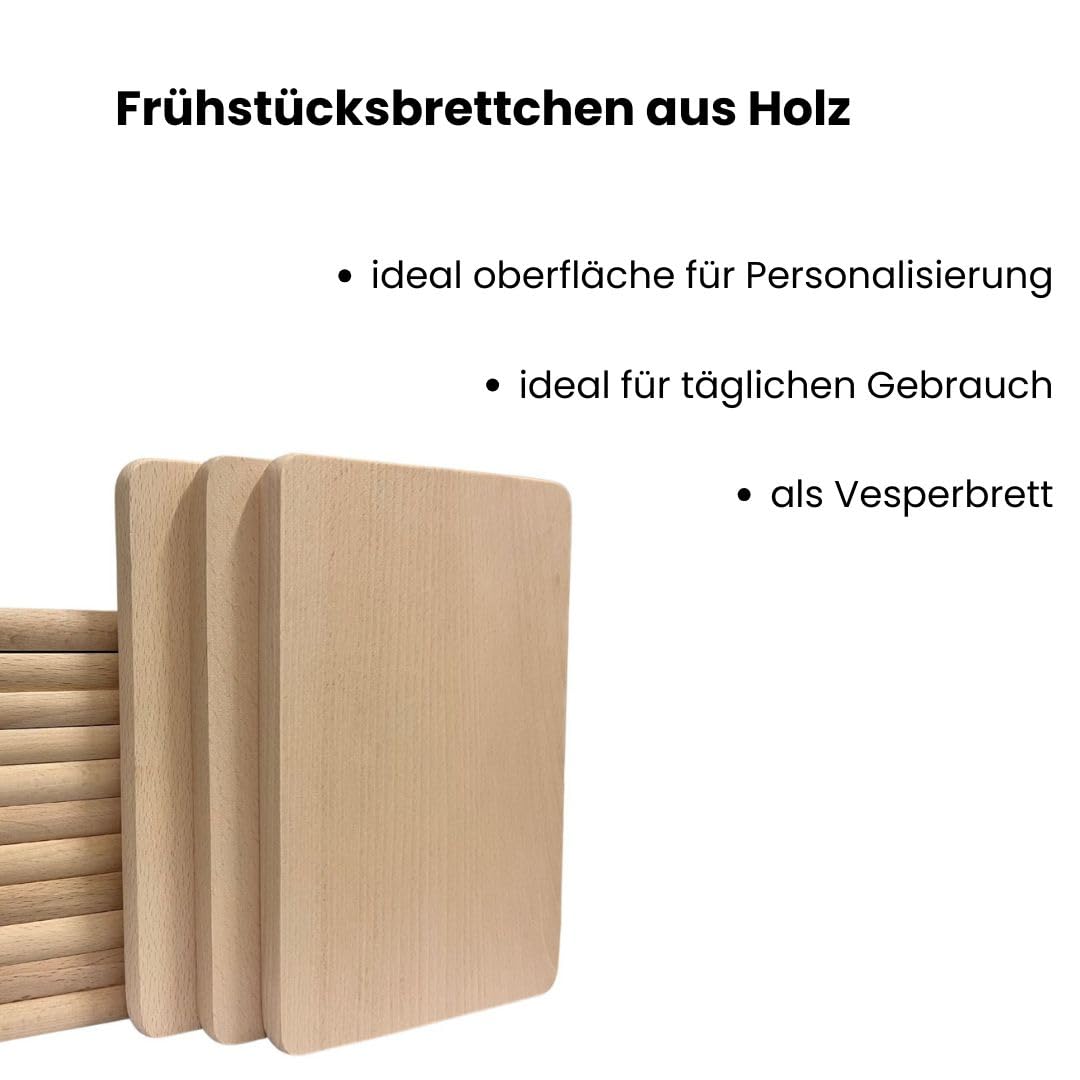 20er Set Frühstücksbrettchen Buche unbehandelt – 23x15x1,5 cm Holzbrettchen zum Gravieren – Küchenbrett Holz beidseitig für Brot, Snacks & Frühstück