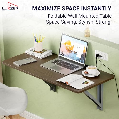 Image of Lukzer Engineered Wood Wall Mounted Folding Table for Kitchen, Computer, Workstations Multi-Function Computer Desk Workbench (MT-002 / Wenge / 80 x 40 cm) DIY (Do It Yourself)
