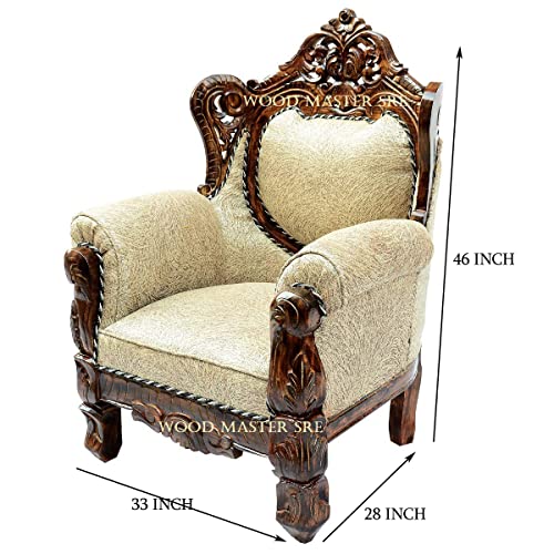 Image of Luxury Wooden Teakwwood Five Seater Sofa Set for Living Room (Honey Brown) Solid Wood Outdoor Chair 5 Seater Sofa | (24)