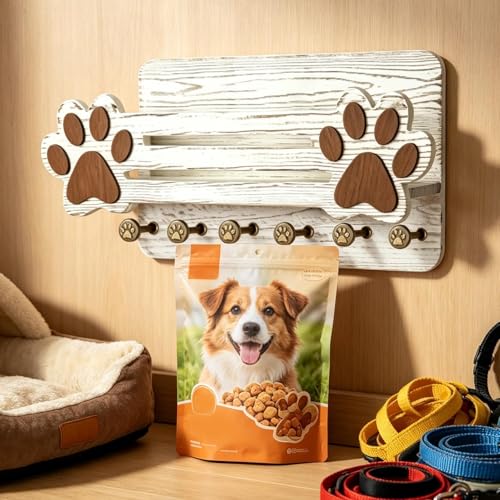 Bandeja de gancho para entryway con colgador de correas de perro 4