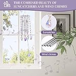 GiftAmaz Cristal Suncatcher Wind Chimes avec 4 Tubes Tuned, Prism suspendu Rainbow Maker Chandelier cristal pendentif vent cheminée fenêtre suspension cadeau d'ornement pour les femmes Amis Maison Jardin Décor Anniversaire